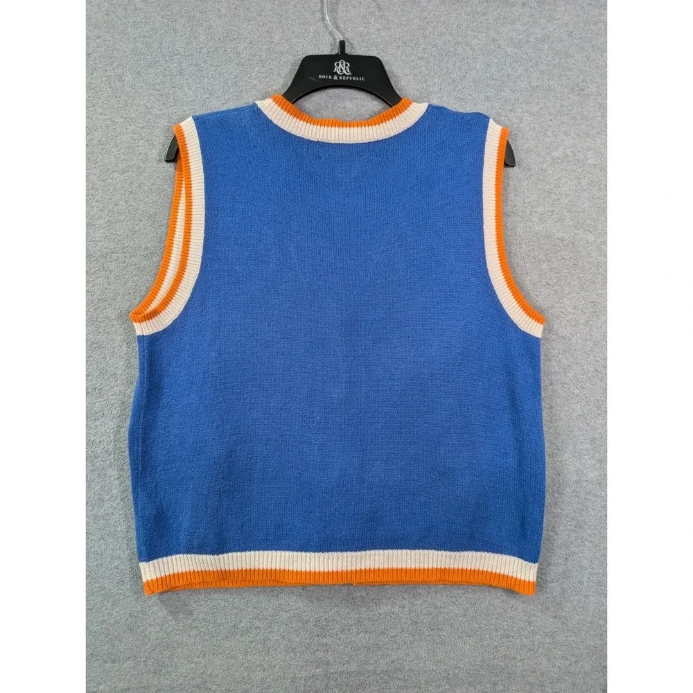 VTG 90s Florida Gators Sweater Vest Unisex M Blue Orange Chenille Cardigan